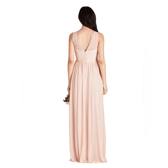 NWT Birdy Grey Ryan Bridesmaid Mesh Formal Evening Maxi Dress Pale Pink Blush - Picture 2 of 13
